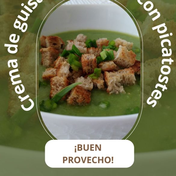 crema de guisantes verdes con picatostes